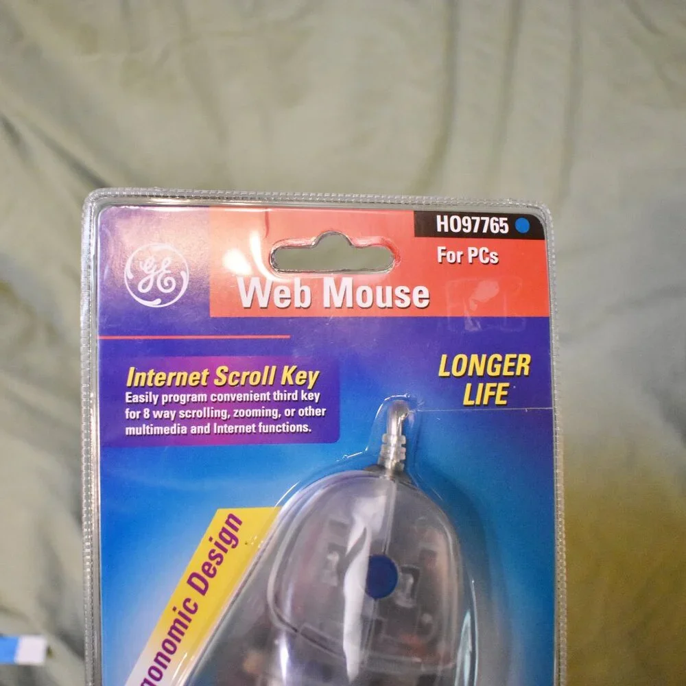 GE Web Mouse Clear Ergonomic 800 DPI Track Ball Mouse H097765 New Sealed
